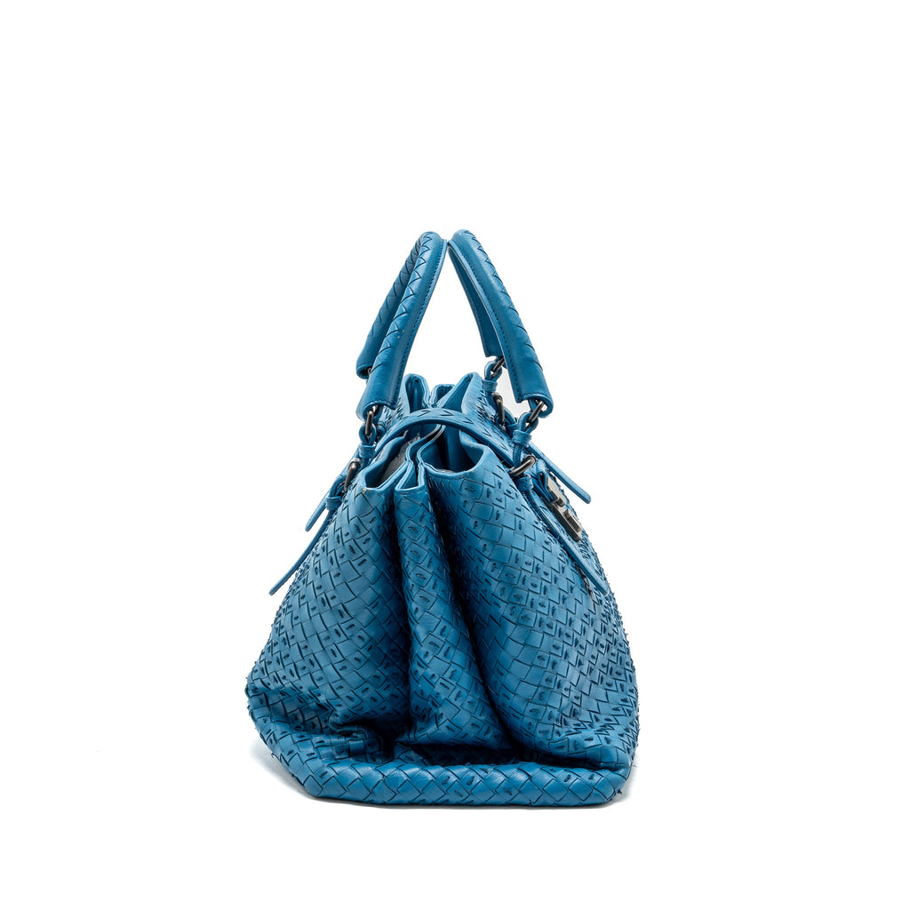 BOTTEGA VENETA LARGE TOTE BAG NAPPA BLUE RUTHENIUM HARDWARE