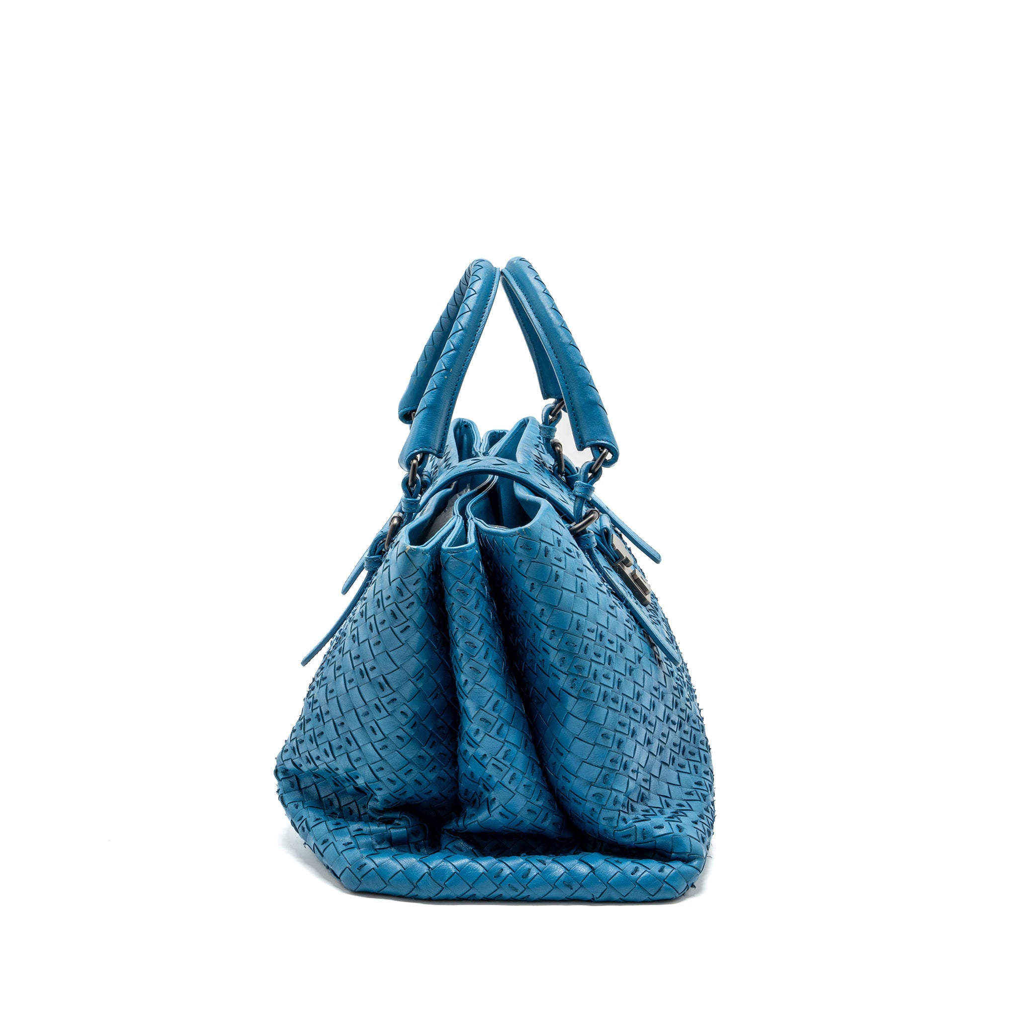 BOTTEGA VENETA LARGE TOTE BAG NAPPA BLUE RUTHENIUM HARDWARE