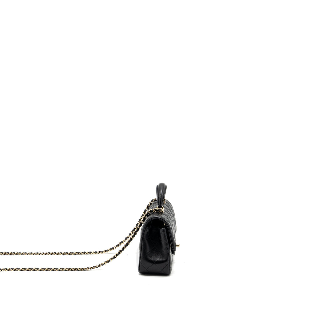 CHANEL TOP HANDLE MINI RECTANGULAR LAMBSKIN BLACK LGHW(MICROCHIP)