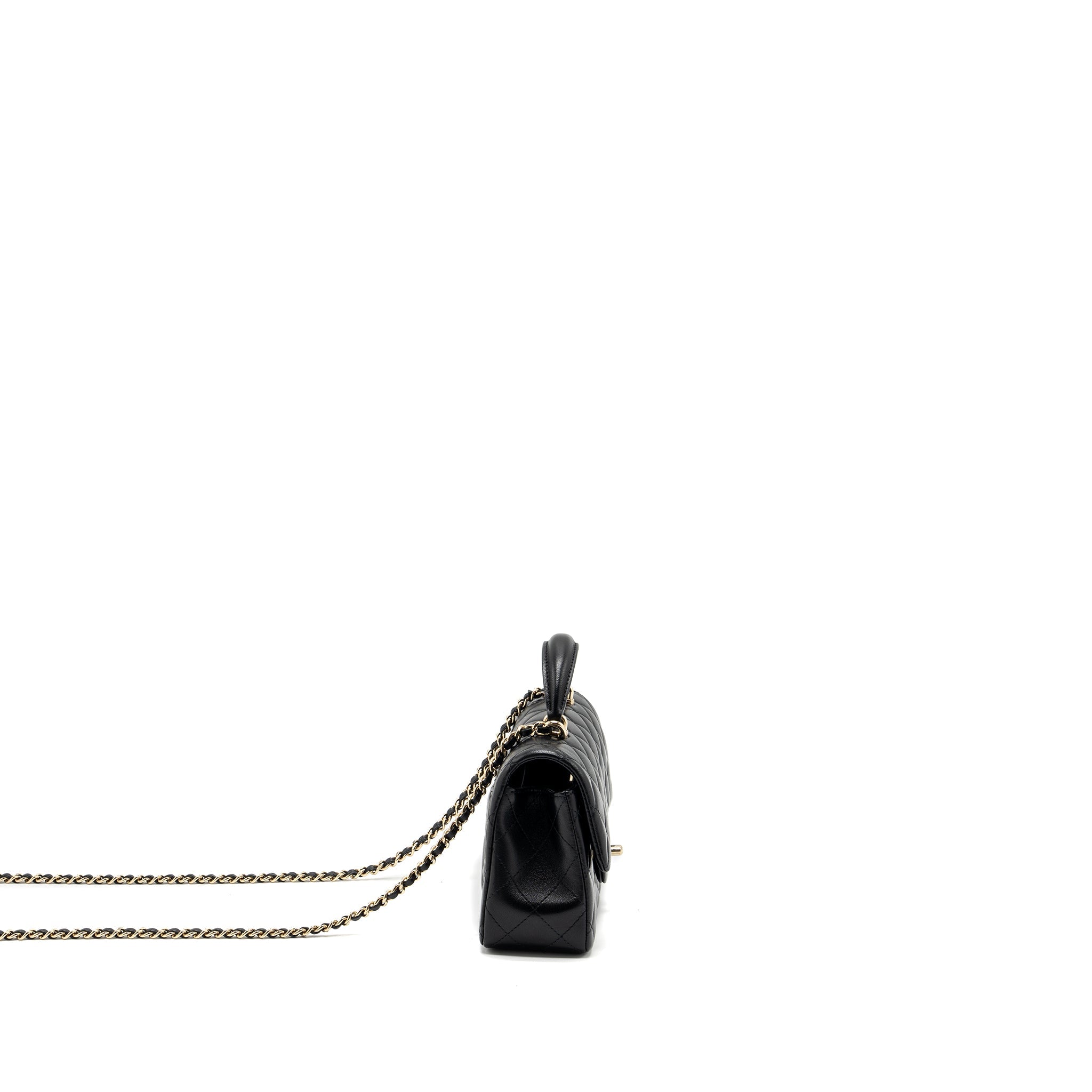 CHANEL TOP HANDLE MINI RECTANGULAR LAMBSKIN BLACK LGHW(MICROCHIP)