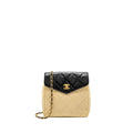 CHANEL VINTAGE QUILTED ENVELOPE FLAP BAG LAMBSKIN BEIGE / BLACK GHW