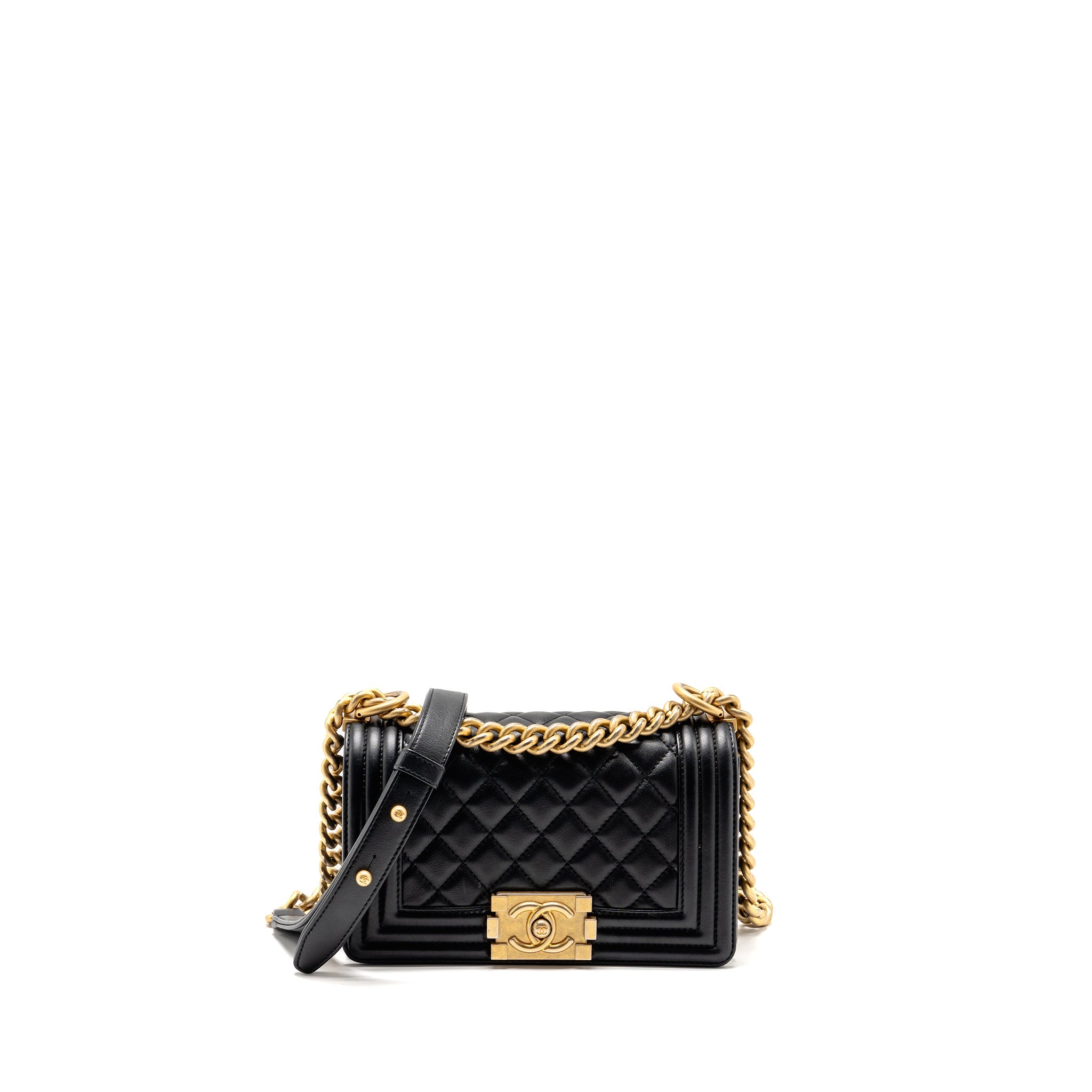 CHANEL SMALL BOY BAG CALFSKIN BLACK GHW