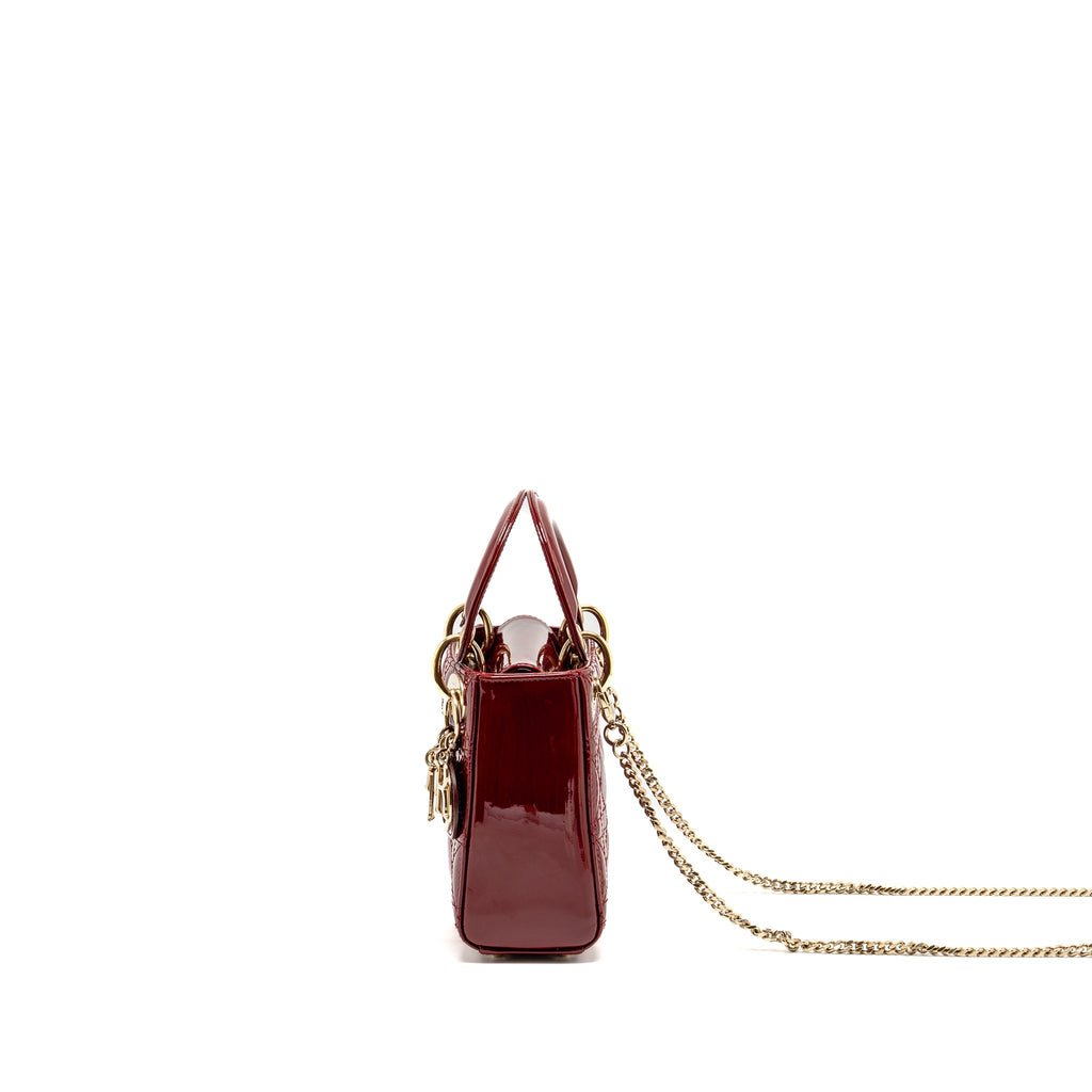 DIOR MINI LADY DIOR PATENT RED GHW