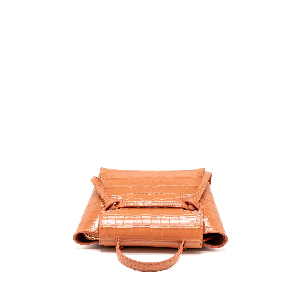 CELINE NANO BELT BAG CROC EMBOSSED CALFSKIN LYCHEE GHW