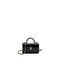 CHANEL 23K TOP HANDLE VANITY BAG SHINY CALFSKIN BLACK GHW (MICROCHIP)