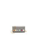 FENDI VITELLO LIBERTY STUDDED CHAIN WALLET CALFSKIN GREY / MULTICOLOUR GHW