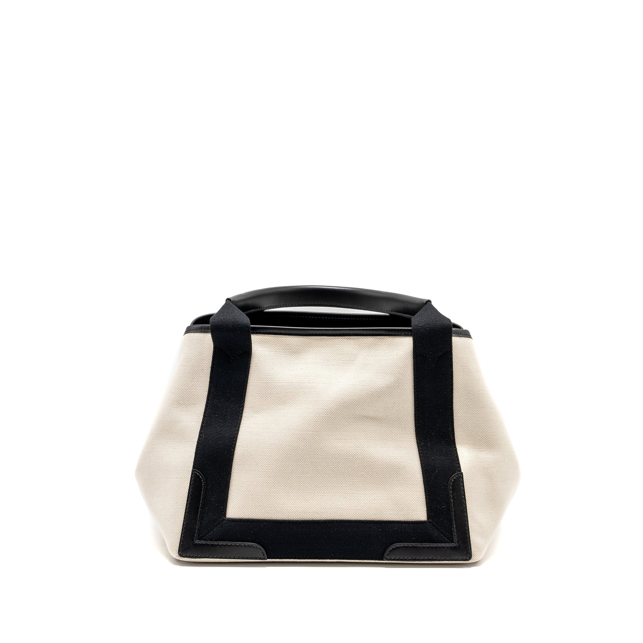 BALENCIAGA CABAS TOTE BAG CANVAS/CALFSKIN NATURAL/BLACK SHW
