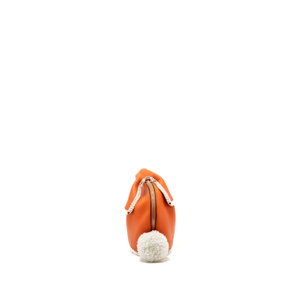 LOEWE MINI BUNNY CROSSBODY BAG CALFSKIN ORANGE / WHITE SHW
