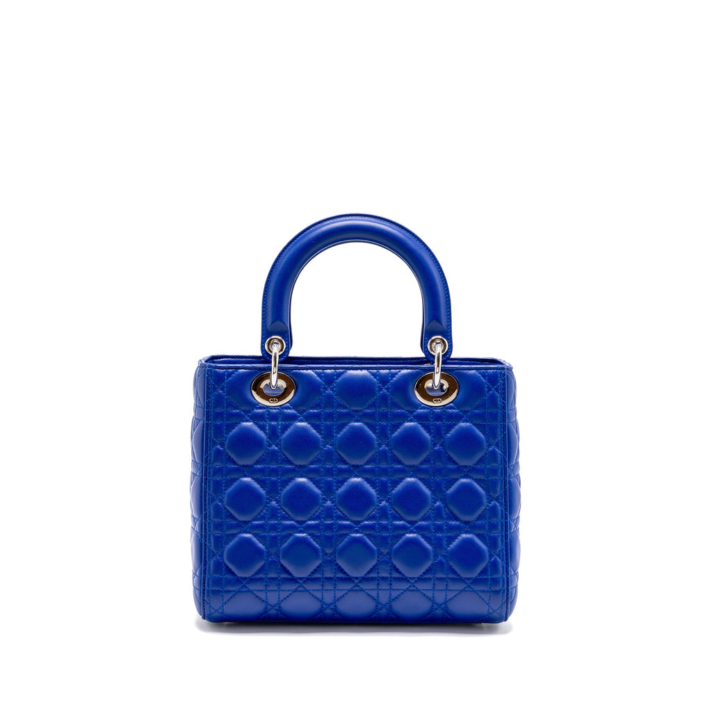 DIOR MEDIUM LADY DIOR LAMBSKIN BLUE SHW