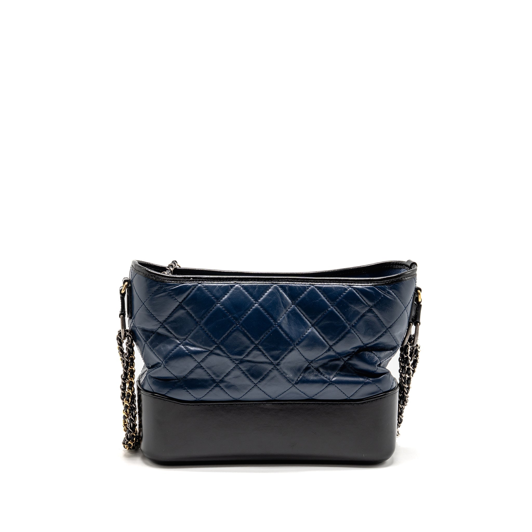 CHANEL GABRIELLE HOBO BAG AGED CALFSKIN NAVY/BLACK MULTICOLOURED HARDWARE