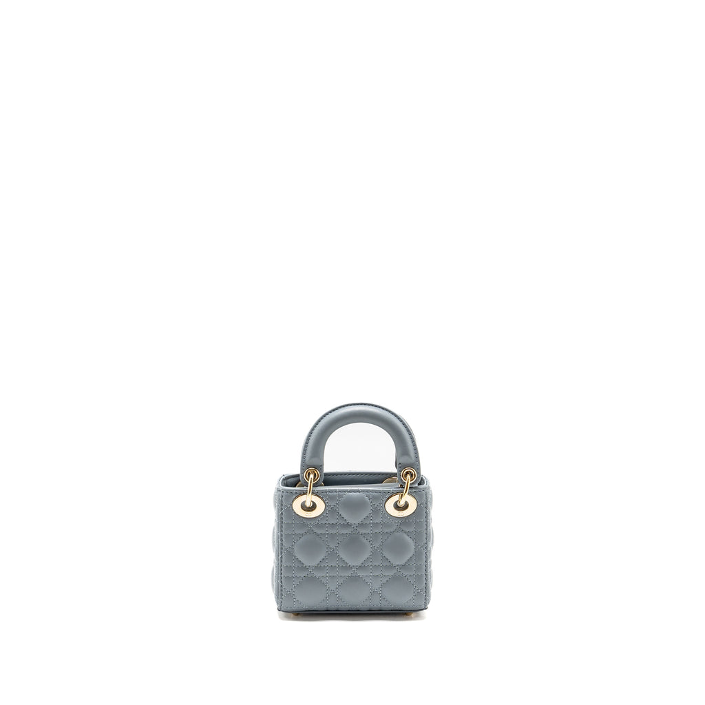 DIOR MICRO LADY DIOR LAMBSKIN GREY LGHW