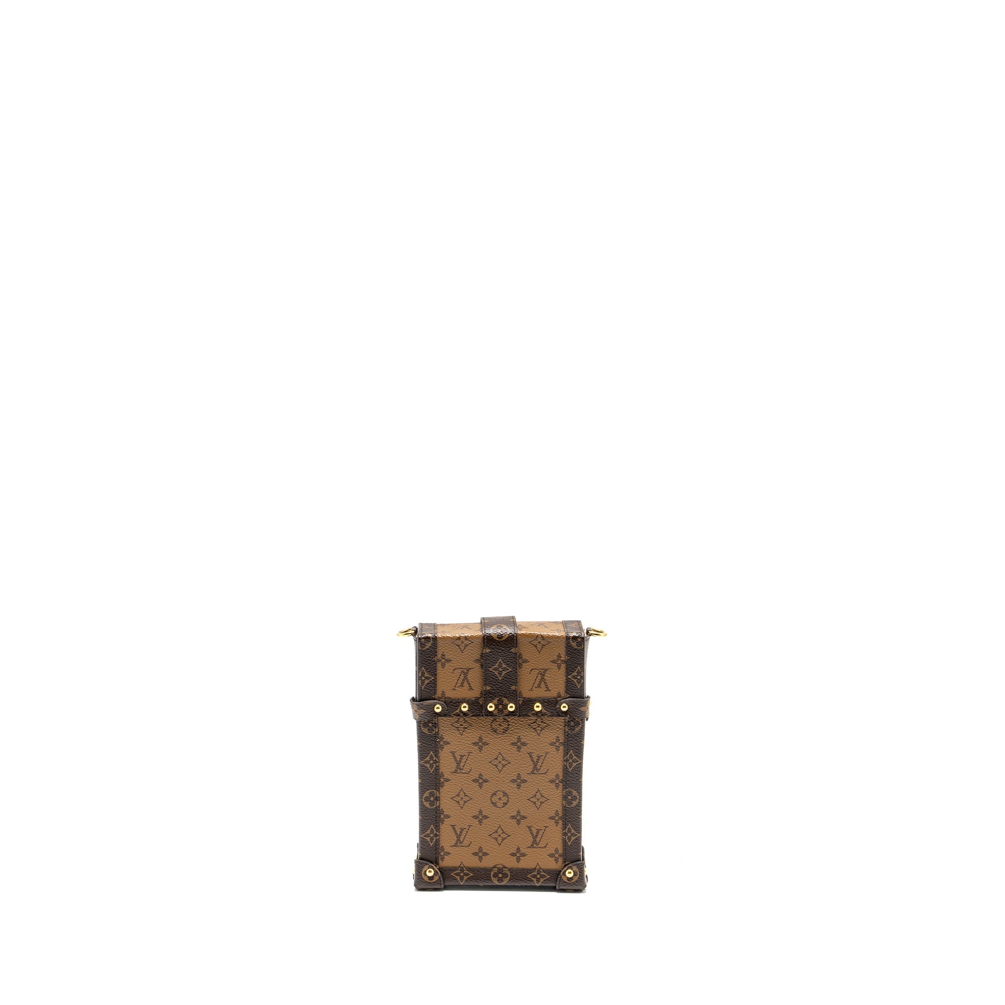 LOUIS VUITTON VERTICAL TRUNK POCHETTE WITH CHAIN MONOGRAM REVERSE CANVAS GHW