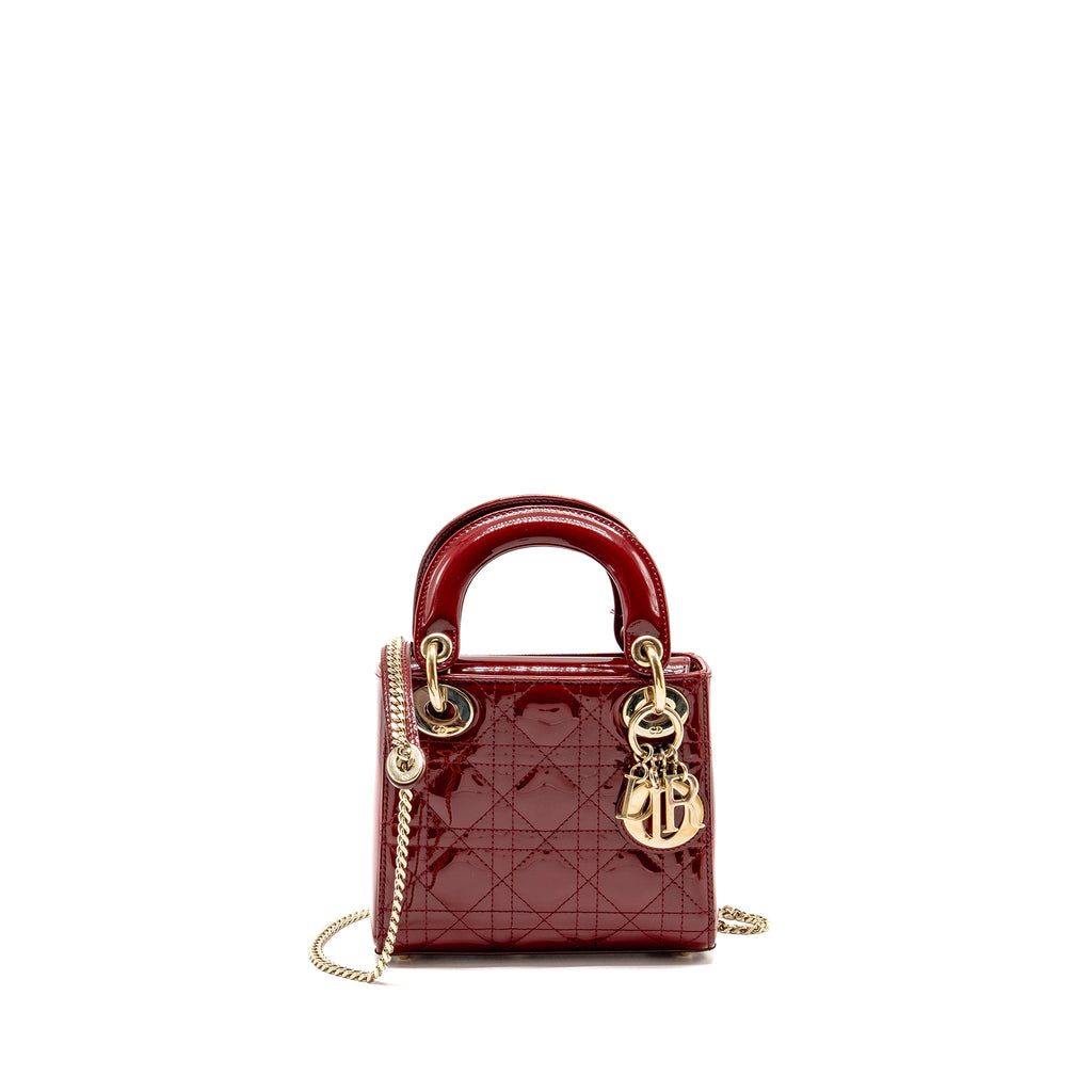 DIOR MINI LADY DIOR PATENT RED GHW