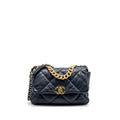 CHANEL LARGE 19 BAG 30CM LAMBSKIN NAVY MULTICOLOUR HARDWARE