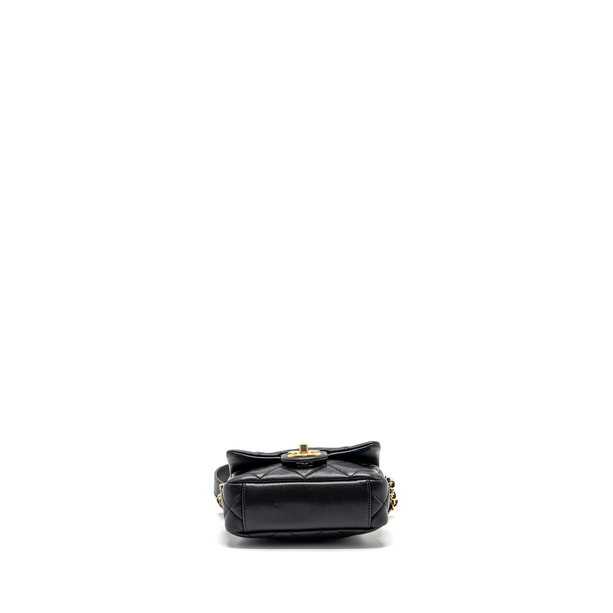 CHANEL MINI TWIST YOUR BUTTON FLAP BAG CAVIAR BLACK GHW (MICROCHIP)