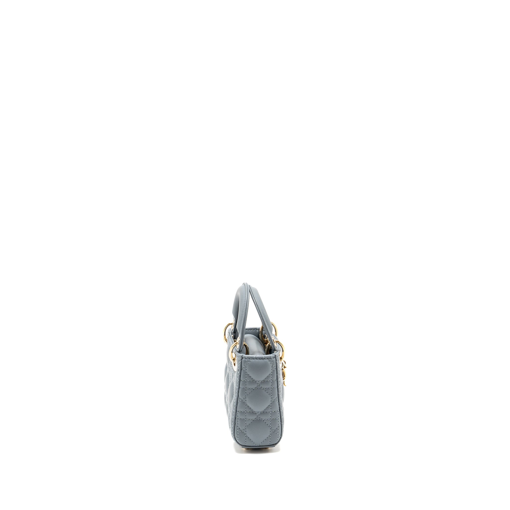 DIOR MICRO LADY DIOR LAMBSKIN GREY LGHW