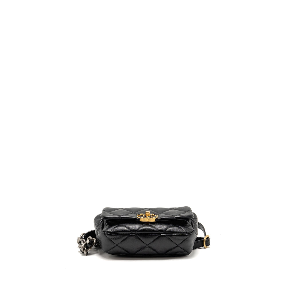 CHANEL 19 WAIST BAG GOATSKIN BLACK MULTICOLOUR HARDWARE