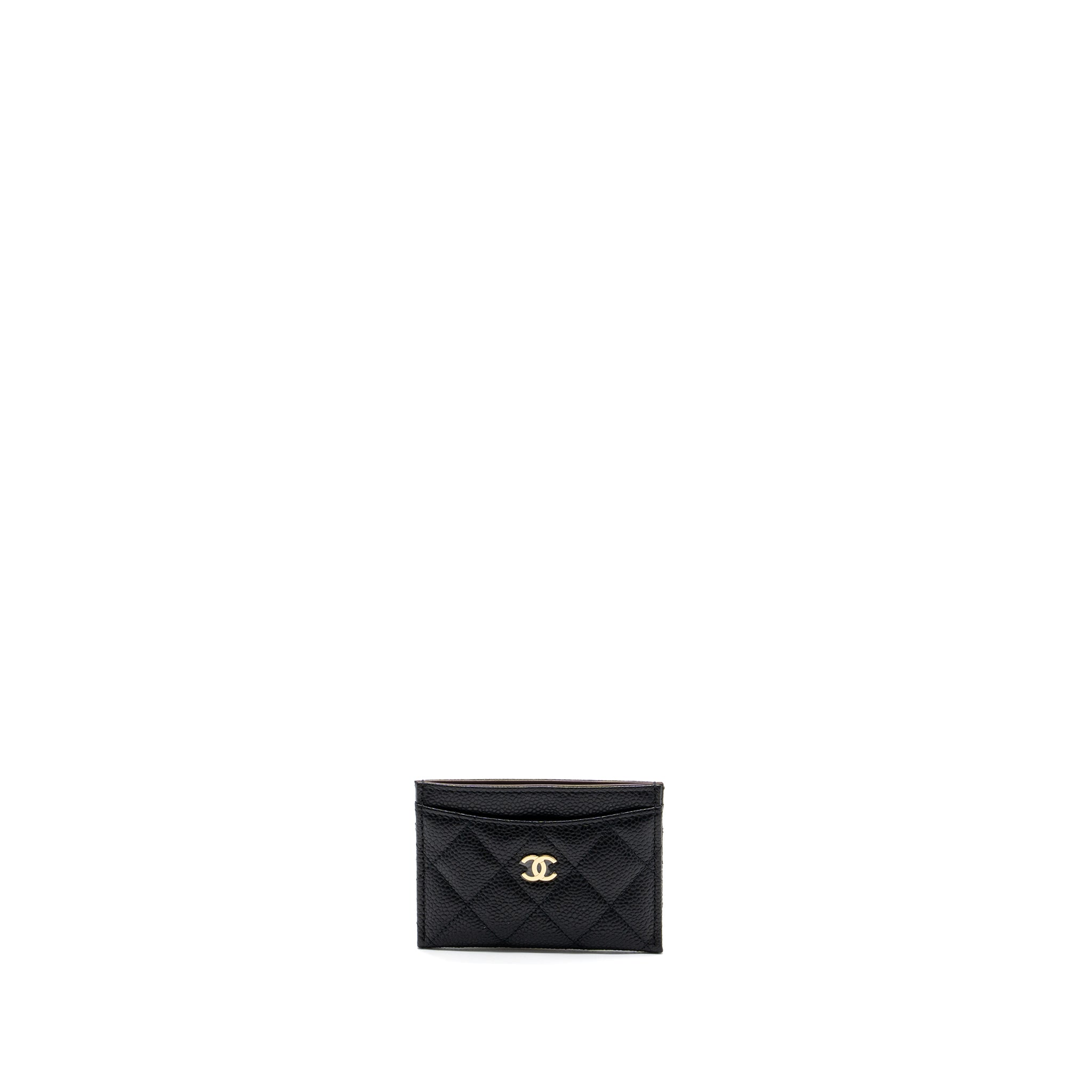 CHANEL CLASSIC CARD HOLDER CAVIAR BLACK GHW (MICROCHIP )