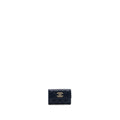 CHANEL DETAILED GIANT LOGO CARD HOLDER CAVIAR DARK BLUE LGHW