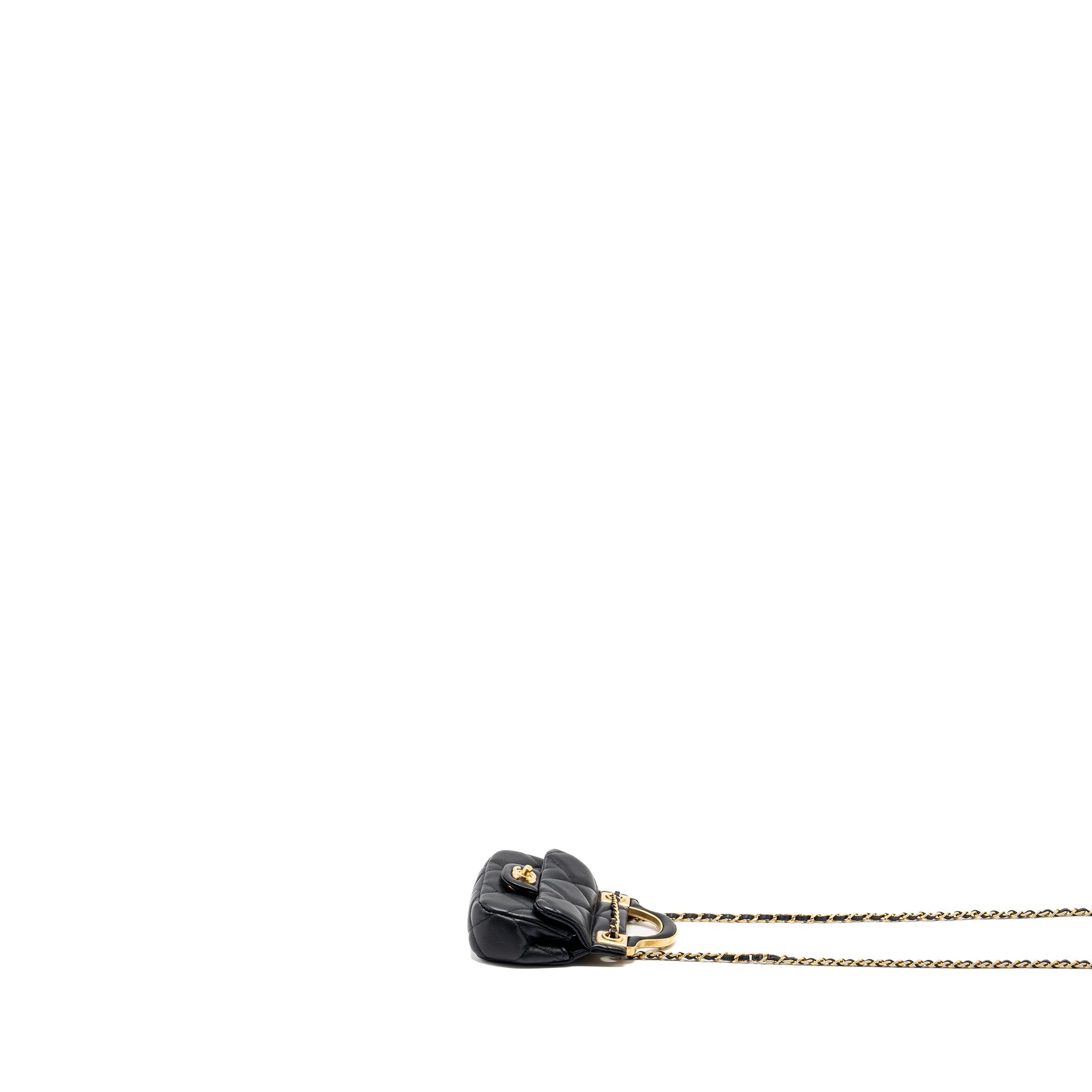 CHANEL TOP HANDLE MINI FLAP BAG WITH CHAIN CALFSKIN BLACK GHW