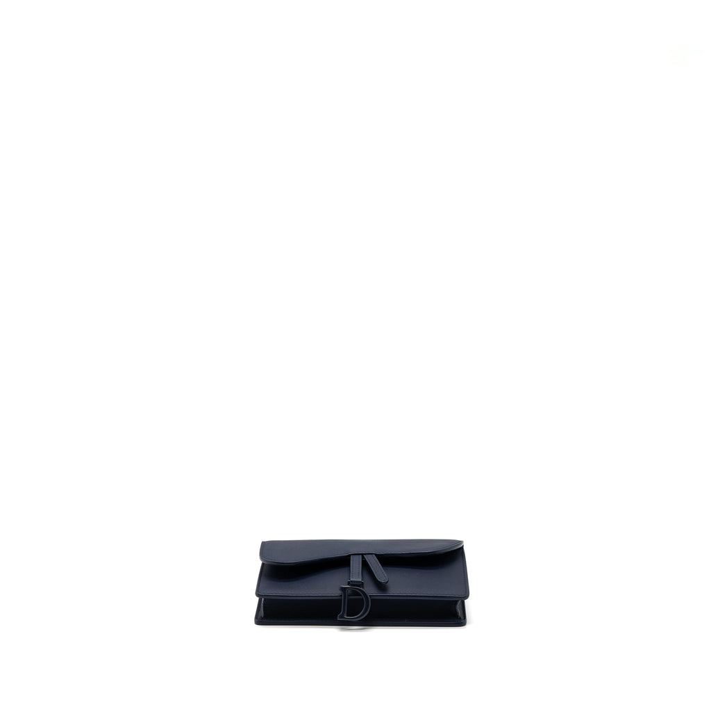 DIOR SADDLE BELT POUCH CALFSKIN BLUE WITH BLUE HARDWARE