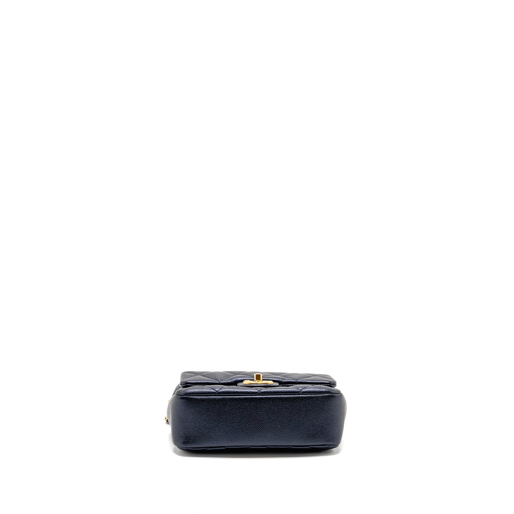 CHANEL 21K MY PERFECT MINI FLAP BAG CAVIAR IRIDESCENT BLACK GHW (MICROCHIP)
