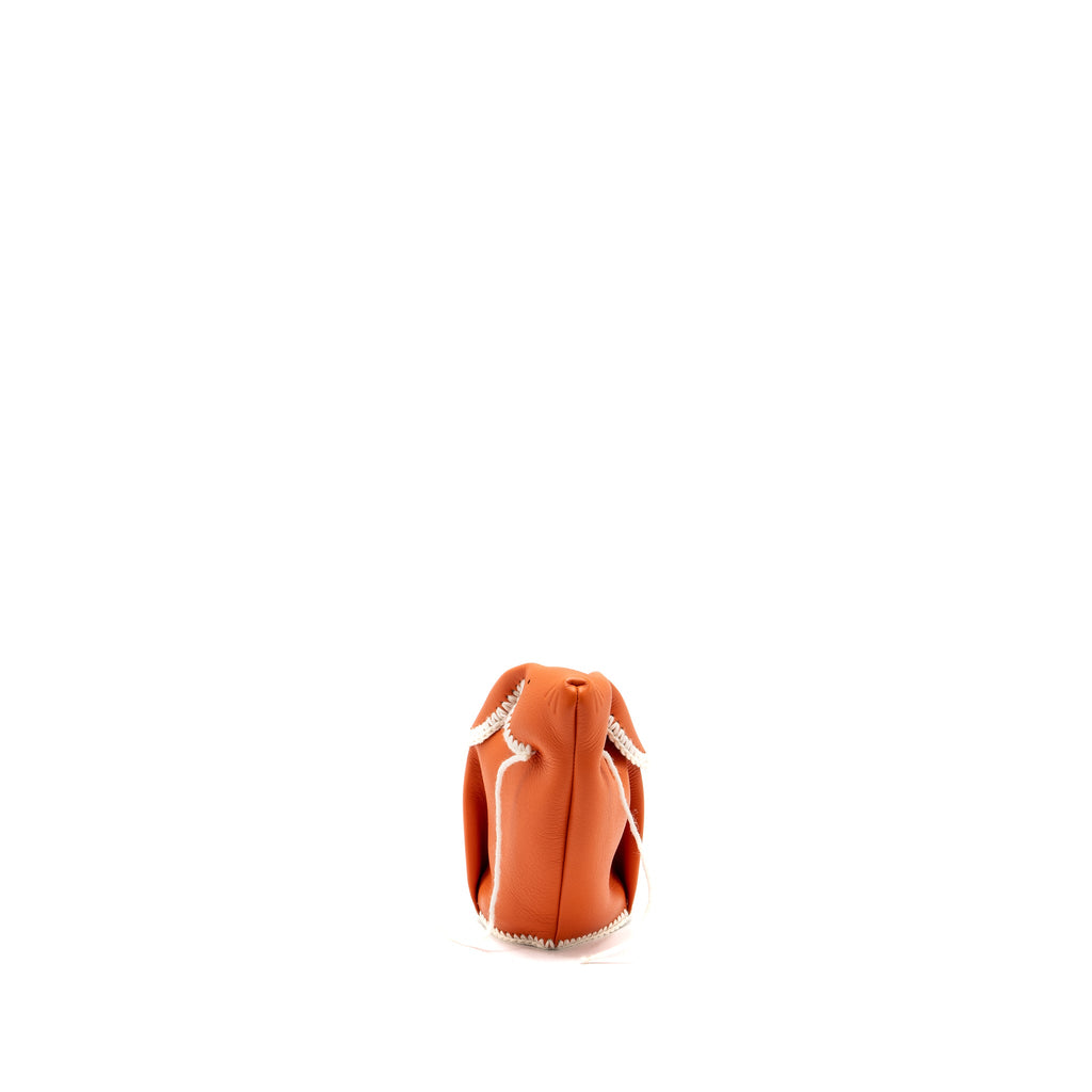 LOEWE MINI BUNNY CROSSBODY BAG CALFSKIN ORANGE / WHITE SHW