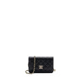 CHANEL DETAILED LOGO WALLET ON CHAIN BLACK CAVIAR LGHW (MICROCHIP)