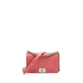 CHANEL MEDIUM BOY BAG CHEVRON CALFSKIN PINK SHW