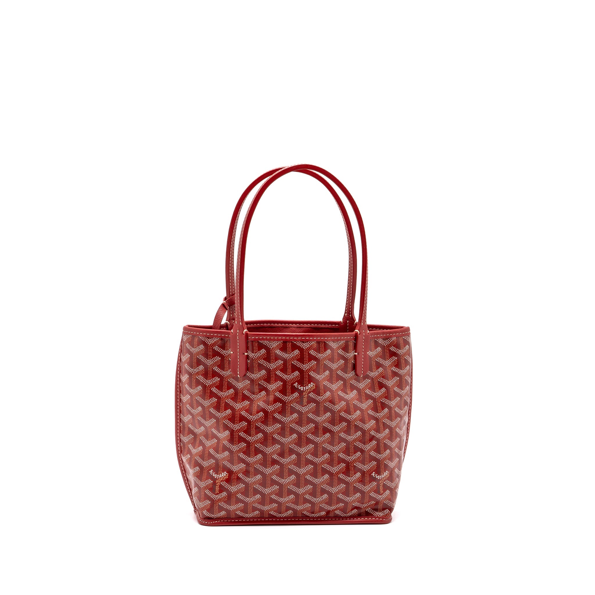GOYARD MINI ANJOU TOTE BAG CANVAS/ CALFSKIN RED SHW