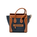 CELINE MICRO LUGGAGE BAG CALFSKIN/DENIM NAVY/TAN GHW