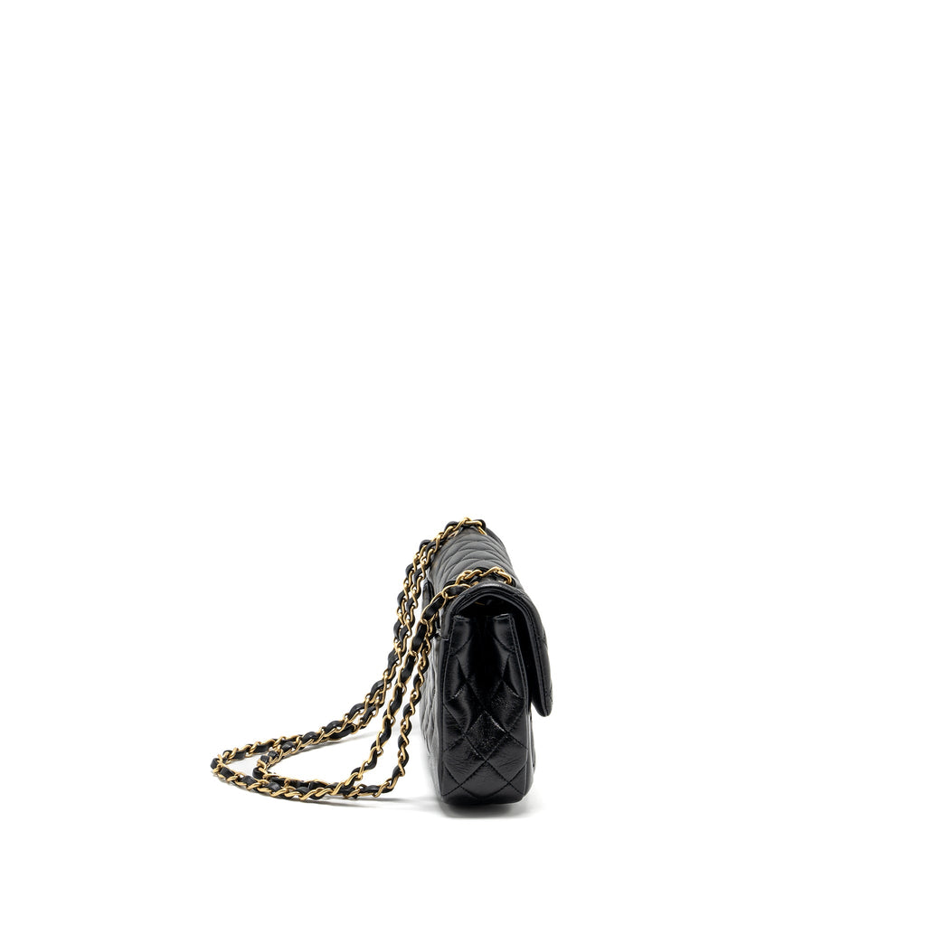 CHANEL QUILTED FLAP BAG LAMBSKIN BLACK GHW (MICROCHIP)