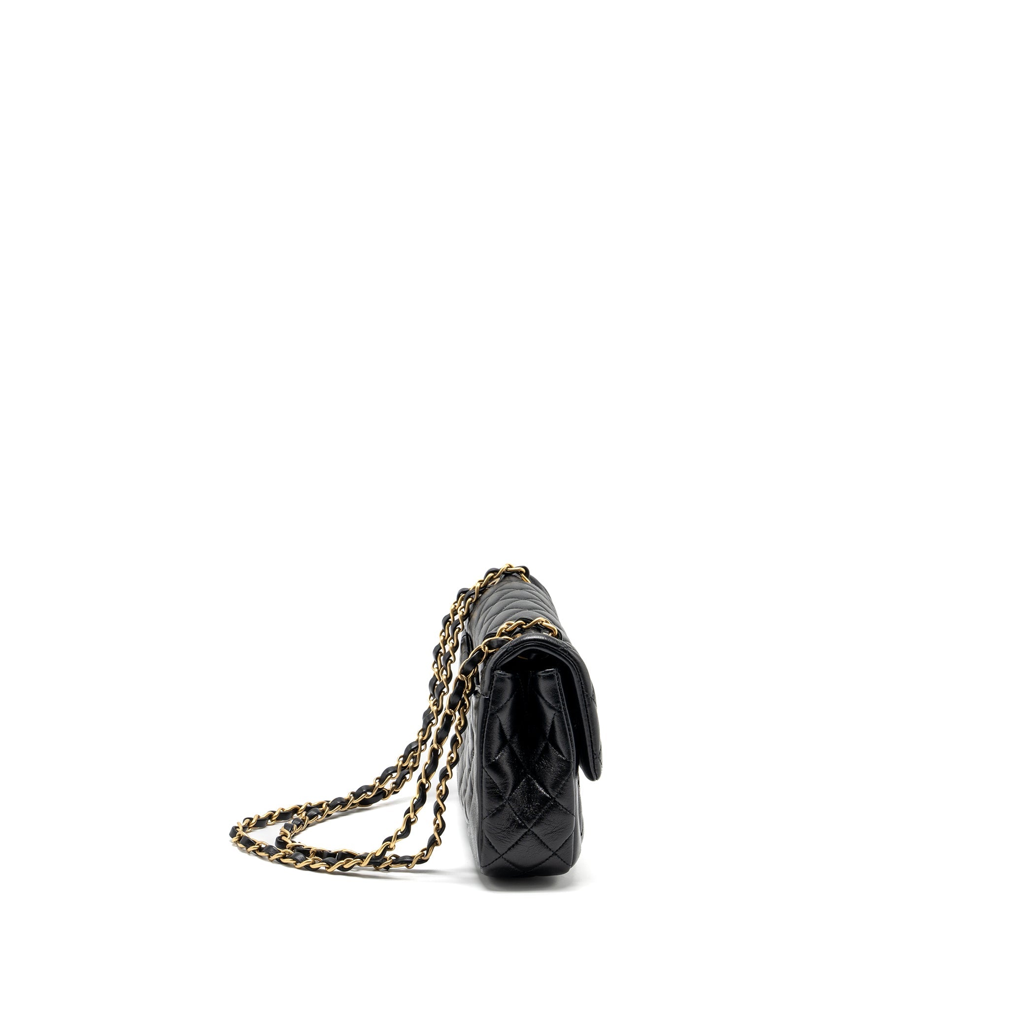 CHANEL QUILTED FLAP BAG LAMBSKIN BLACK GHW (MICROCHIP)