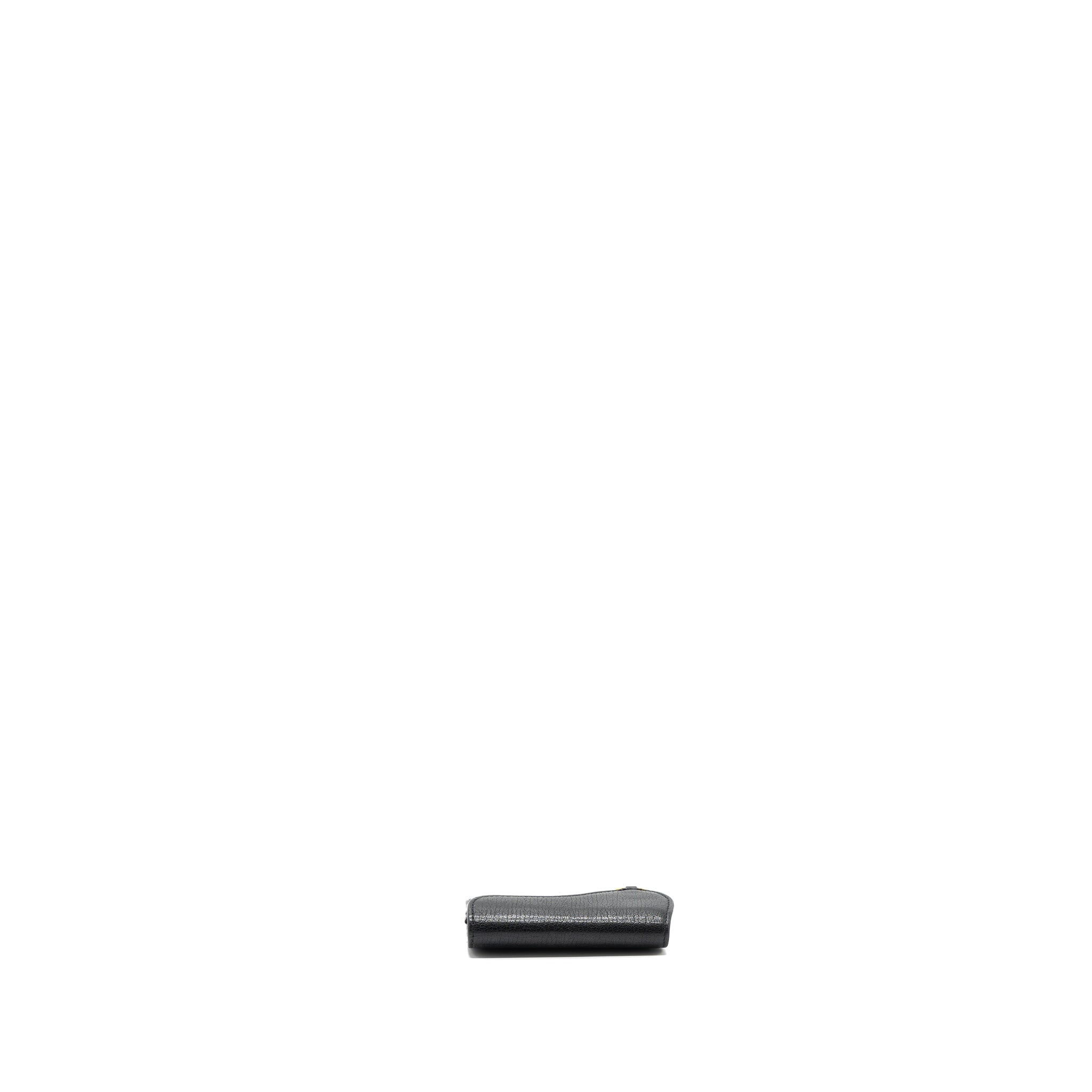 DIOR SADDLE FLAP CARD HOLDER GOATSKIN BLACK GHW