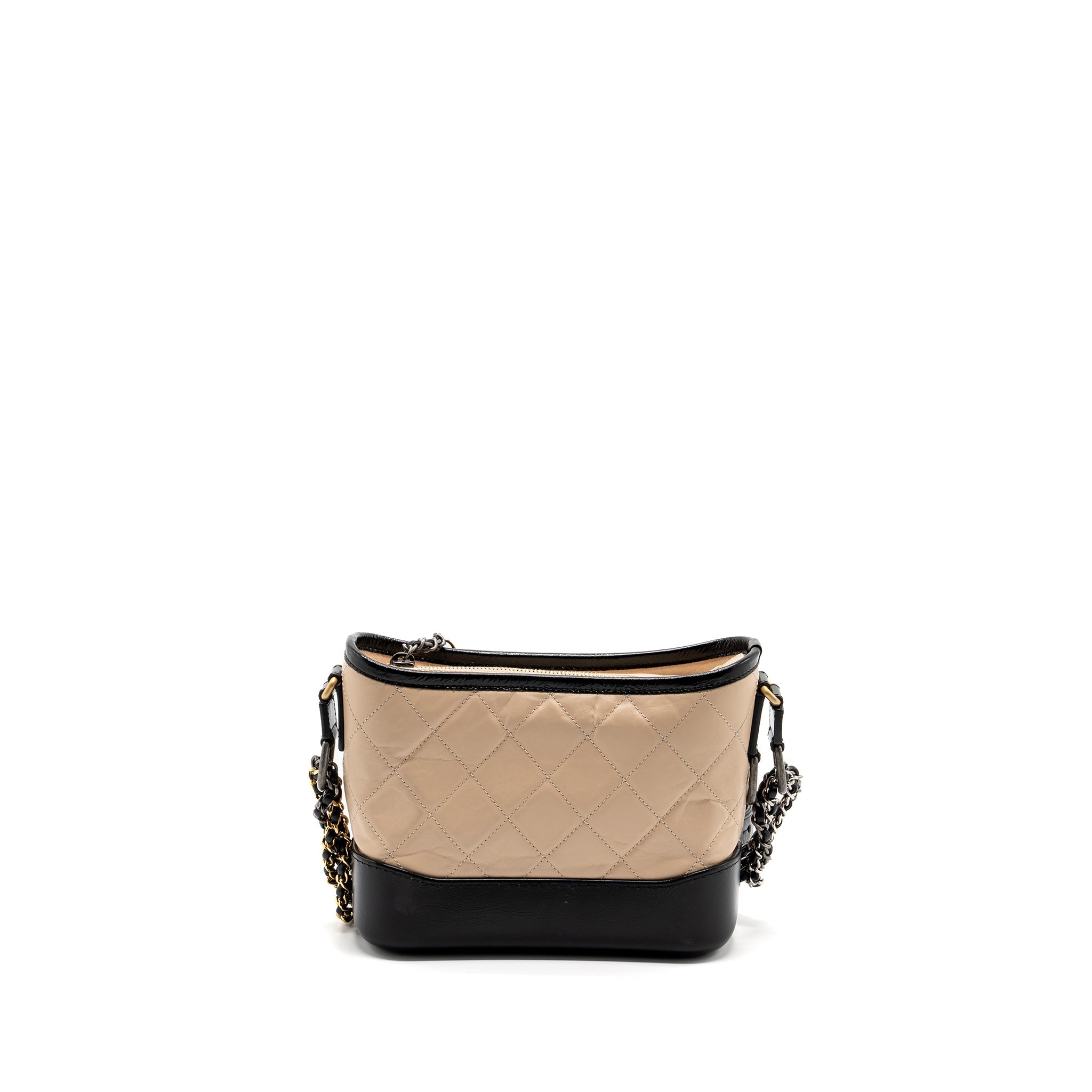 CHANEL SMALL GABRIELLE HOBO BAG CALFSKIN BEIGE / BLACK MULTICOLOUR HARDWARE