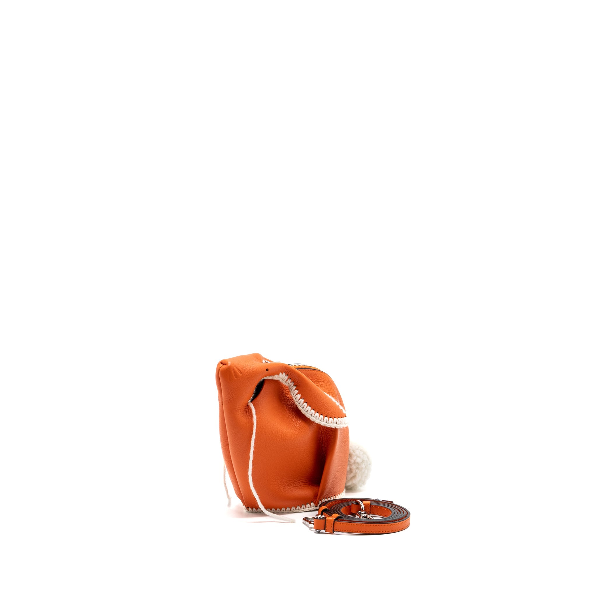 LOEWE MINI BUNNY CROSSBODY BAG CALFSKIN ORANGE / WHITE SHW