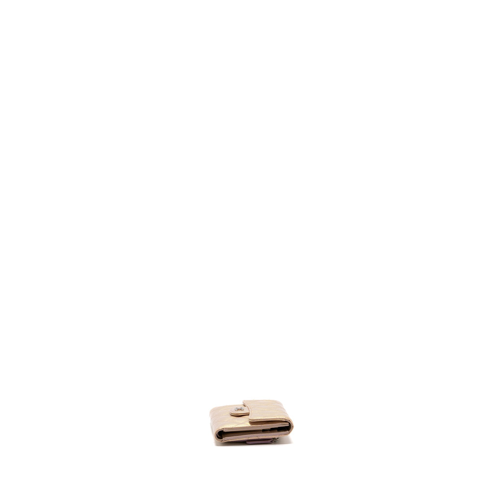 CHANEL CLASSIC SMALL COMPACT WALLET CALFSKIN IRIDESCENT PINK SHW