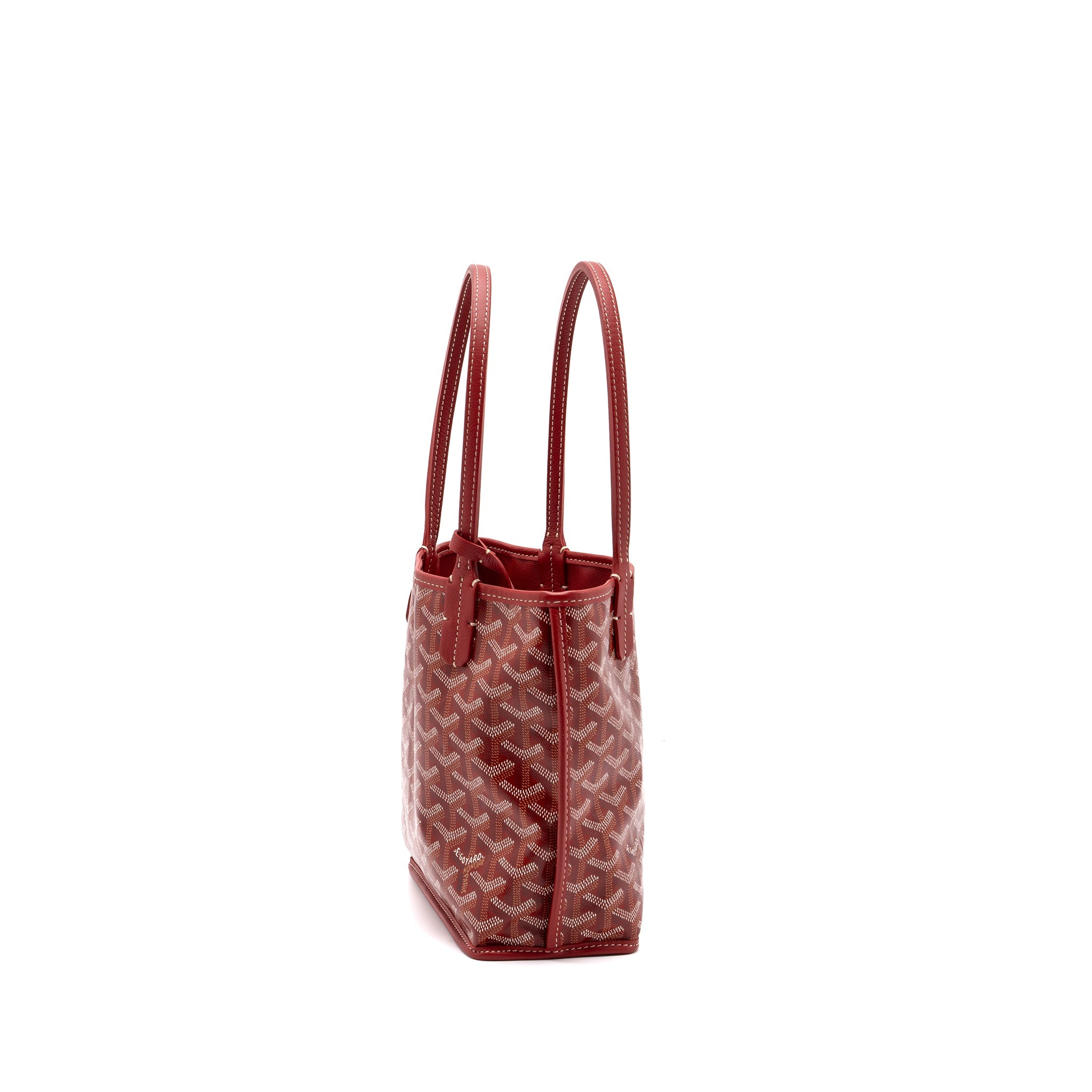 GOYARD MINI ANJOU TOTE BAG CANVAS/ CALFSKIN RED SHW