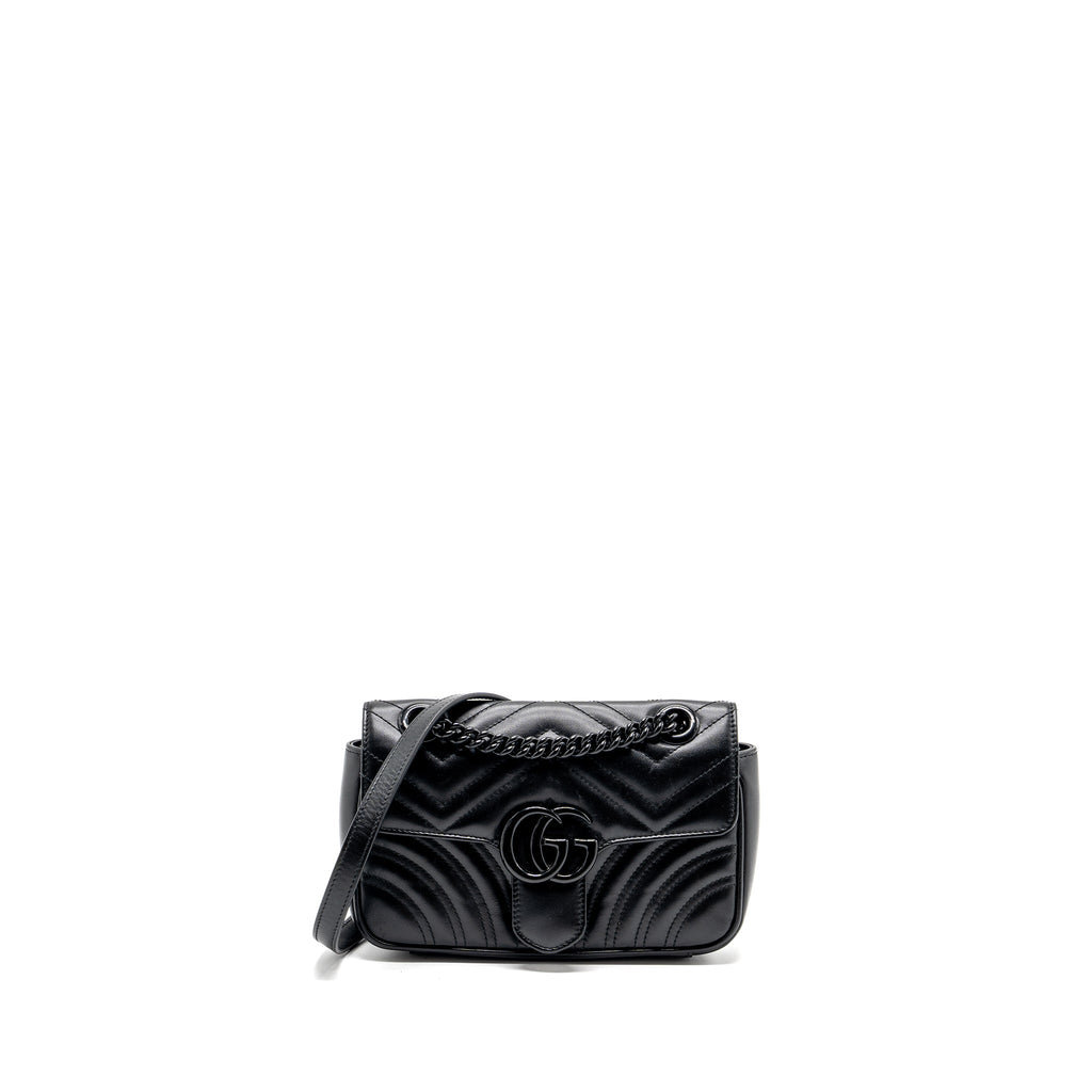GUCCI MINI MARMONT CALFSKIN BLACK WITH BLACK HARDWARE