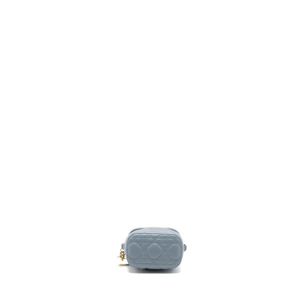 DIOR MICRO LADY DIOR VANITY CASE LAMBSKIN LIGHT GREY LGHW