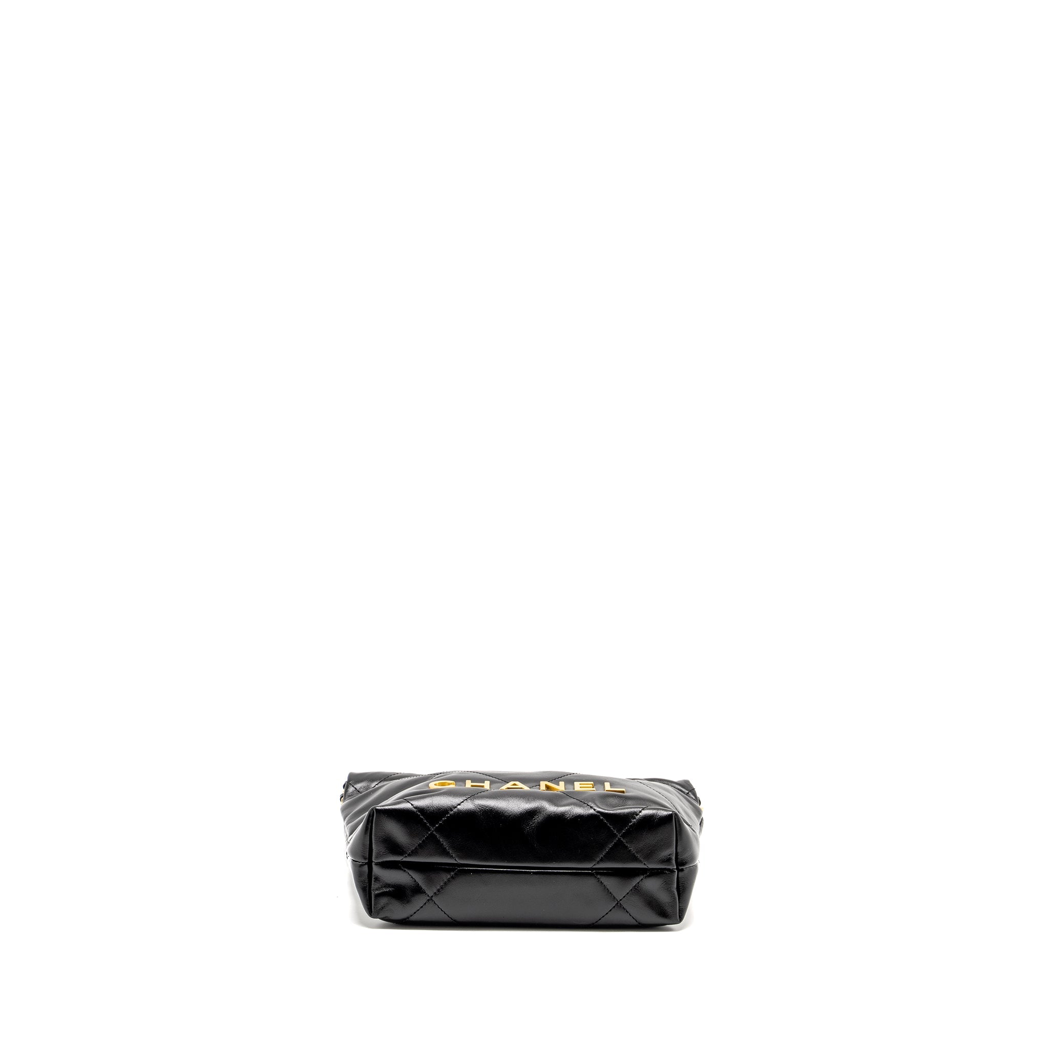 CHANEL MINI 22 BAG SHINY CALFSKIN BLACK GHW (MICROCHIP)