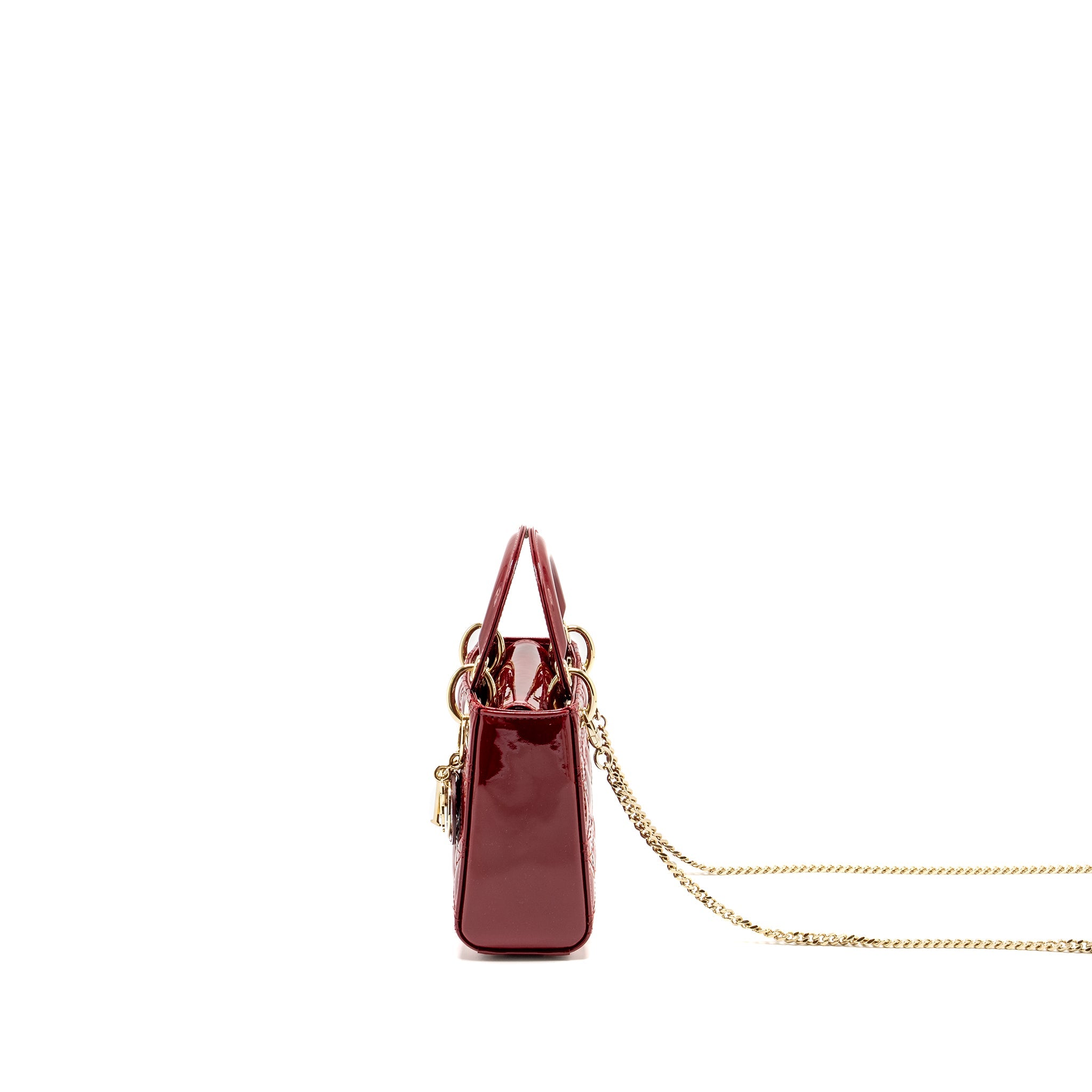 DIOR MINI LADY DIOR PATENT RED LGHW