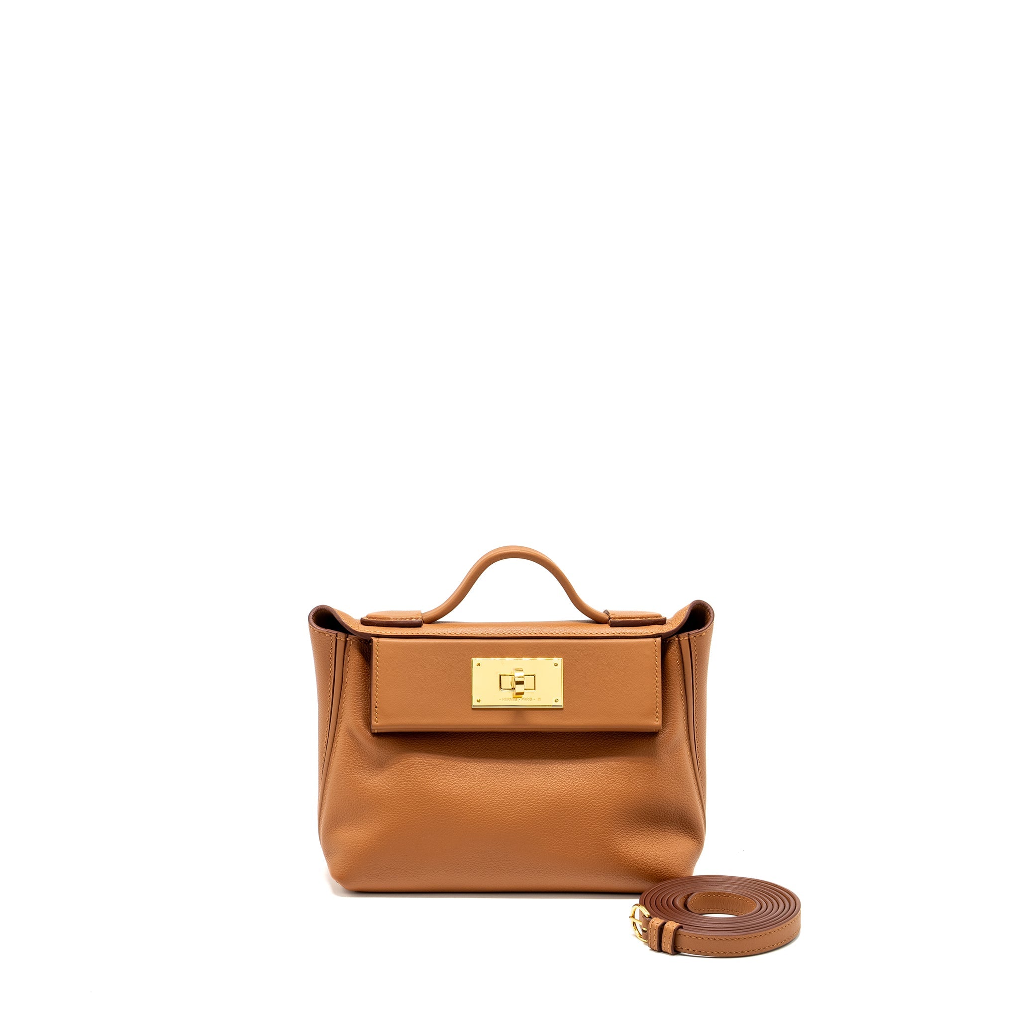 HERMES MINI 24/24 2424-21 BAG EVERCOLOR/ SWIFT GOLD GHW
