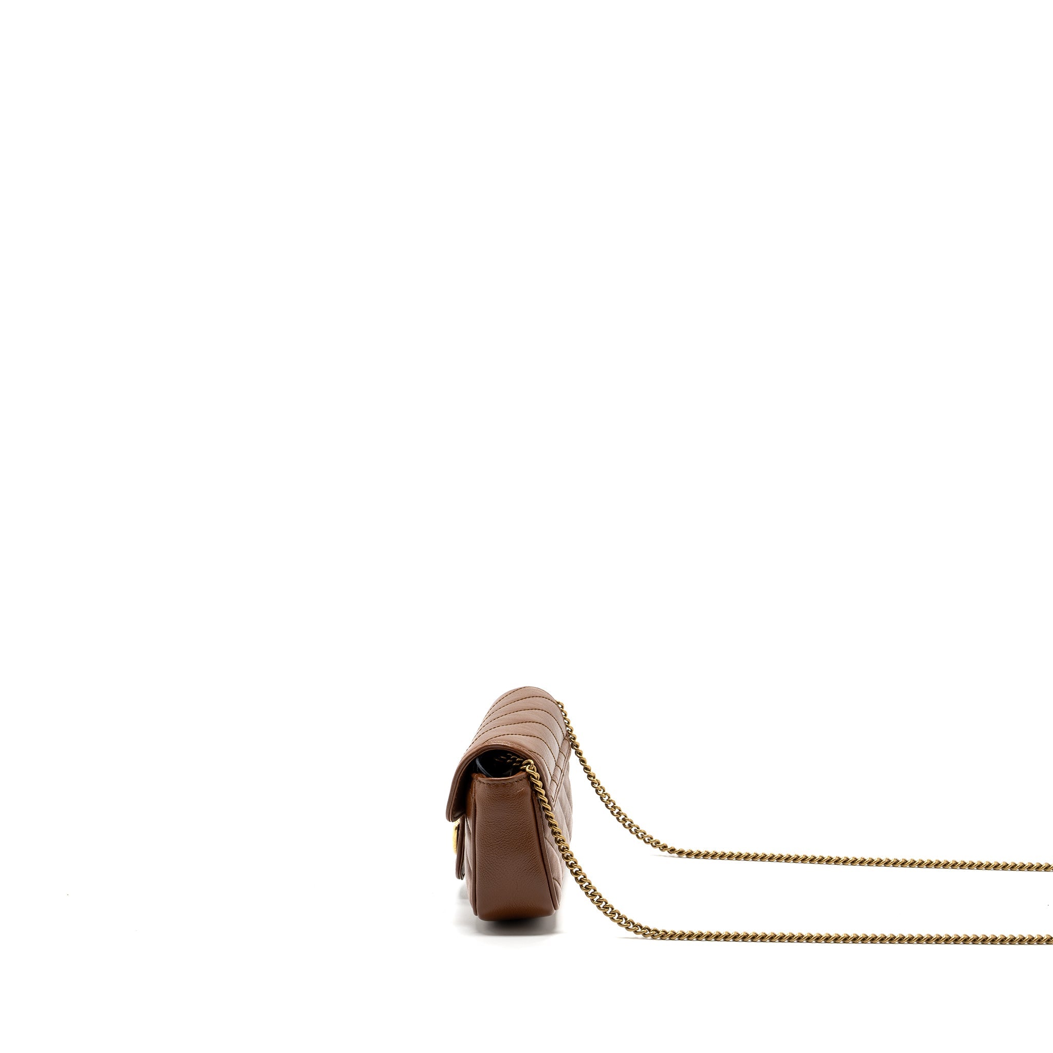 GUCCI SUPER MINI GG MARMONT CALFSKIN CARAMEL GHW