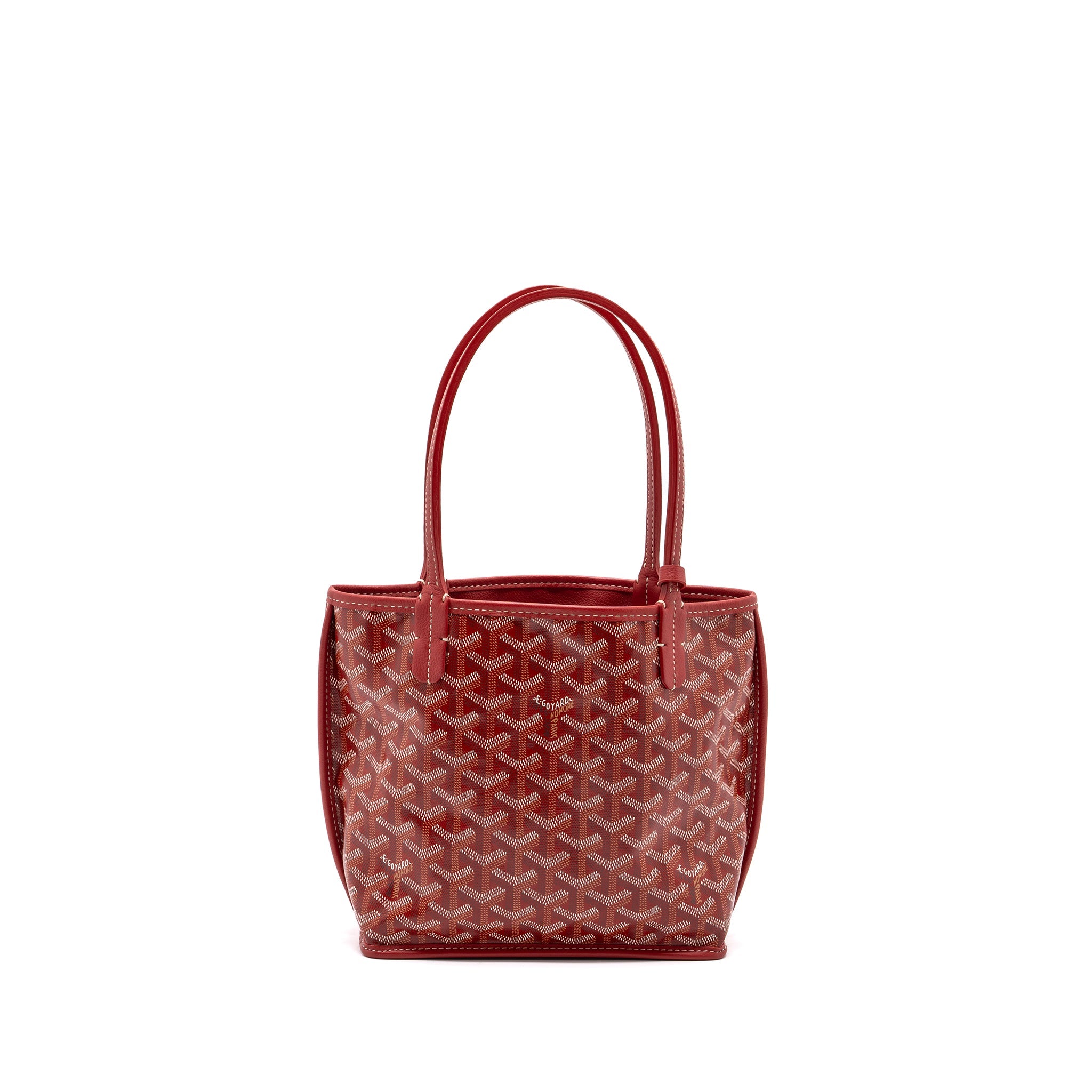 GOYARD MINI ANJOU TOTE BAG CANVAS/ CALFSKIN RED SHW