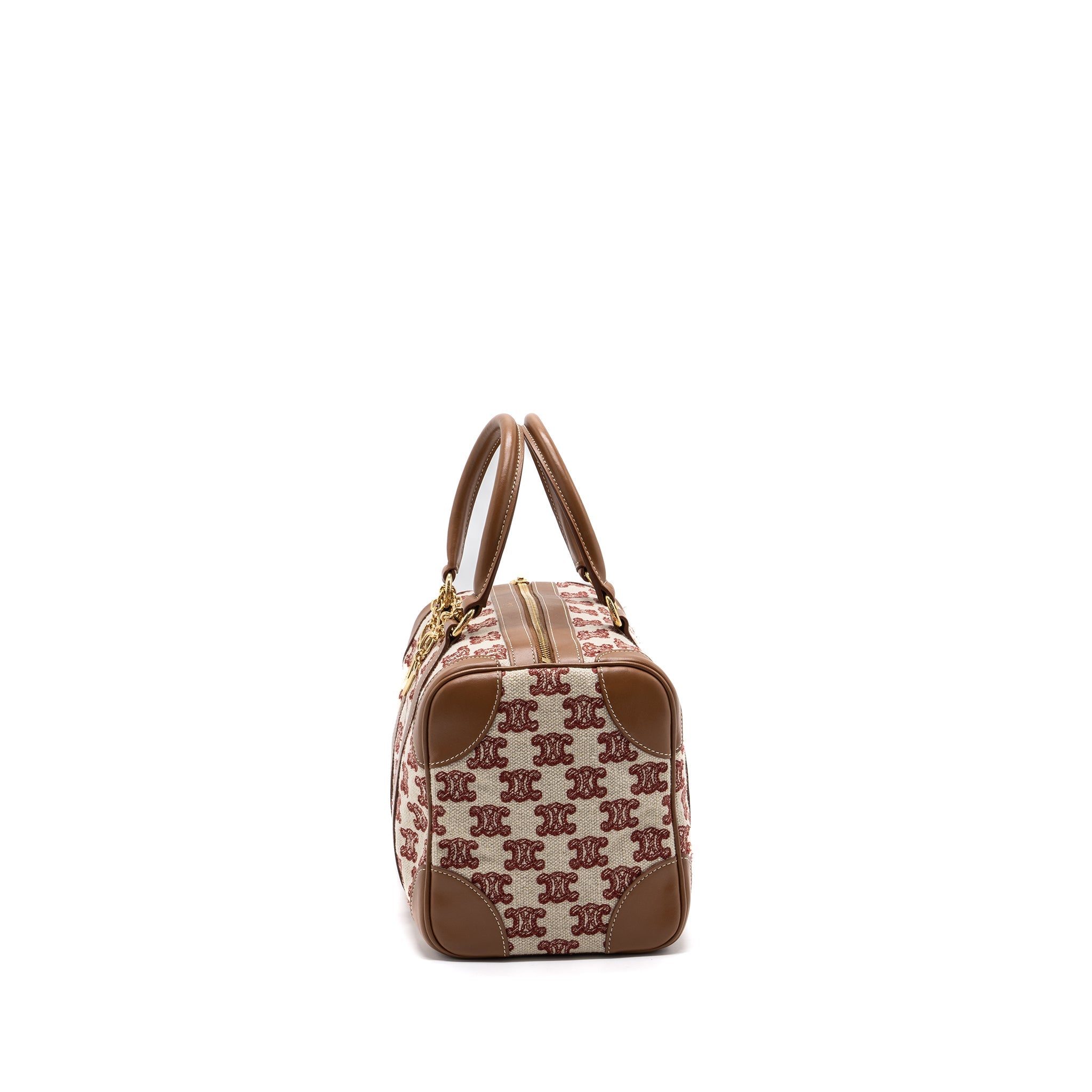 CELINE SMALL BOSTON TEXTILE TRIOMPHE FOX RED GHW