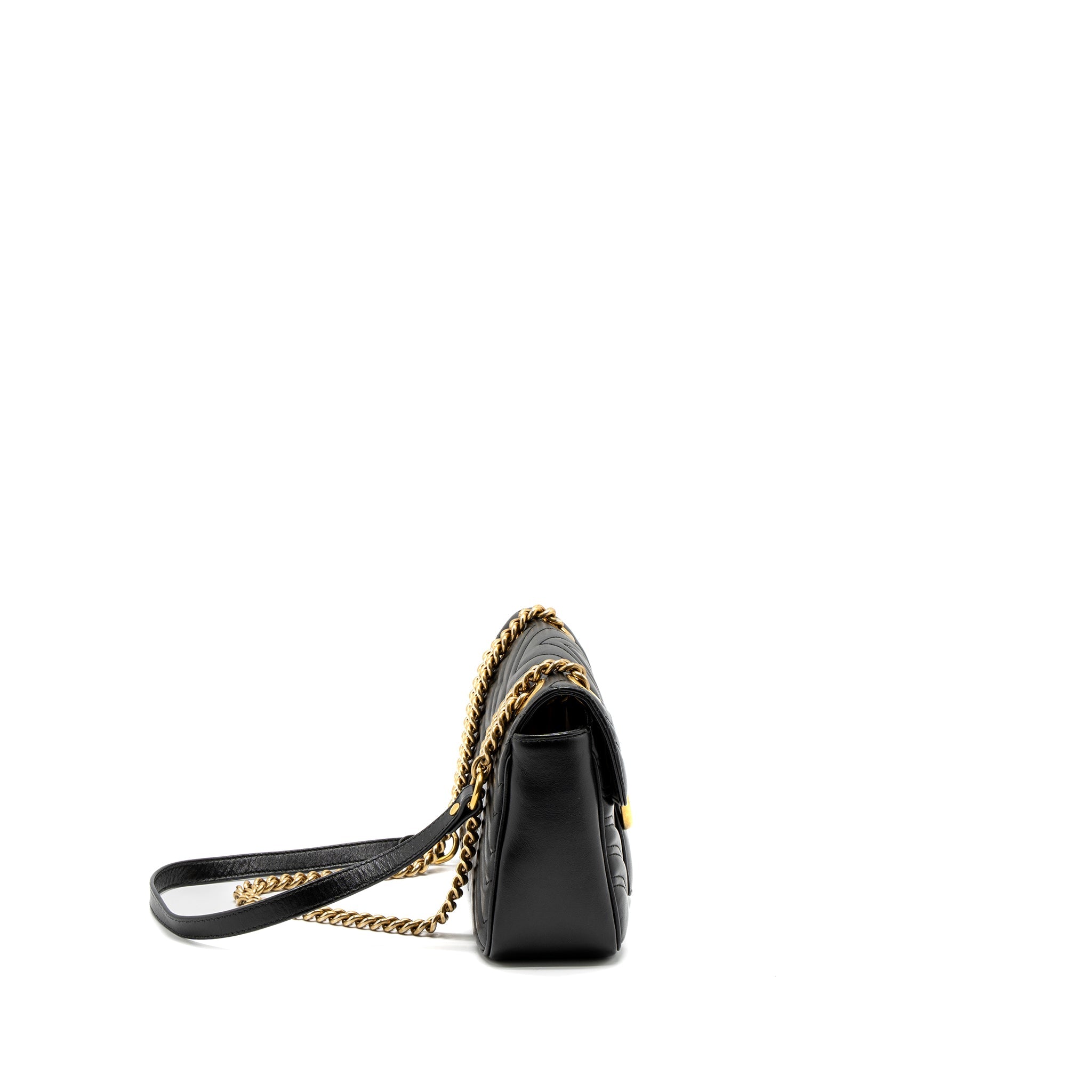 GUCCI SMALL GG MARMONT BAG CALFSKIN BLACK GHW