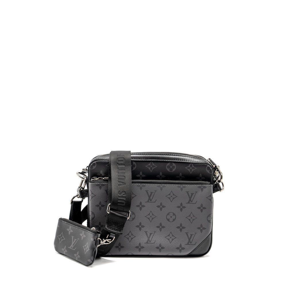 LOUIS VUITTON TRIO MESSANGER MONOGRAM ECLIPSE CANVAS BLACK/GREY WITH BLACK HARDWARE
