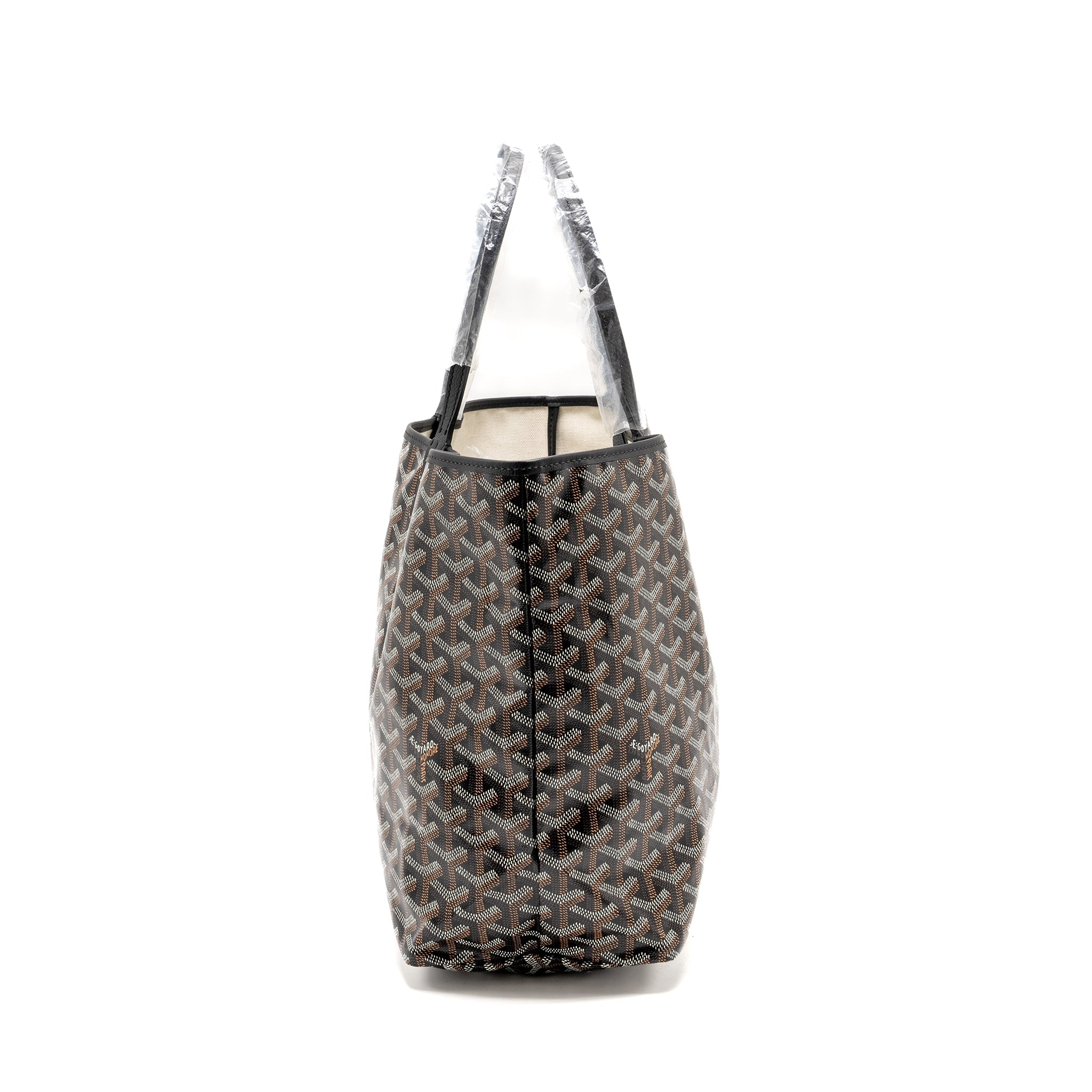 GOYARD SAINT LOUIS TOTE PM GOYARDLINE CANVAS / CALFSKIN BLACK SHW