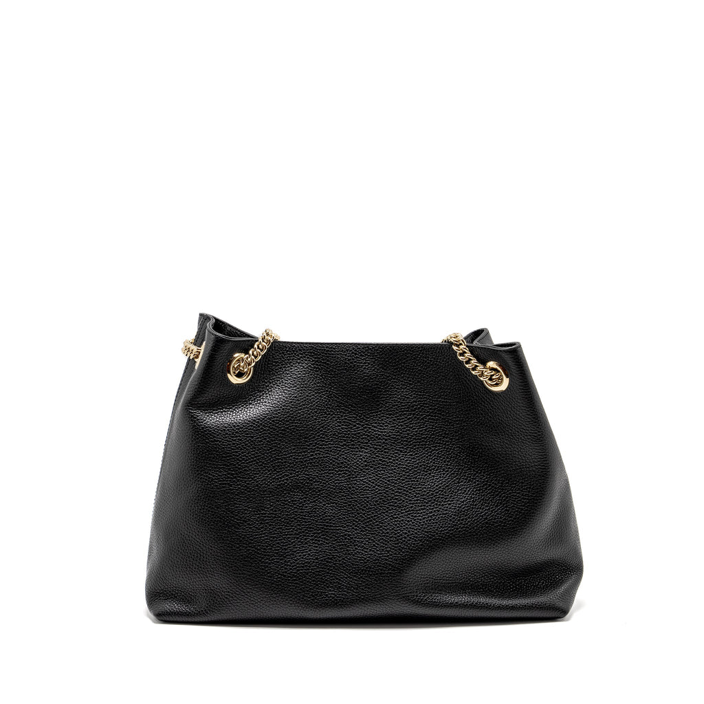 GUCCI INTERLOCKING G SOHO TOTE BAG CALFSKIN BLACK GHW